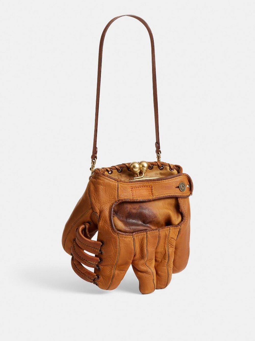 Coach Baseball Glove Kisslock Frame Bag In Repurposed Leather